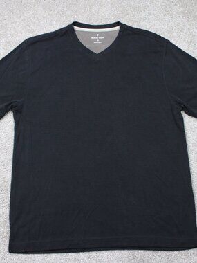 Burma Bibas Shirt Mens Medium Black Textured V-Neck Short Sleeve Pullover